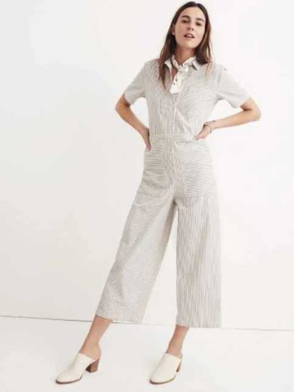 New XXL Madewell striped cotton utility jumpsuit